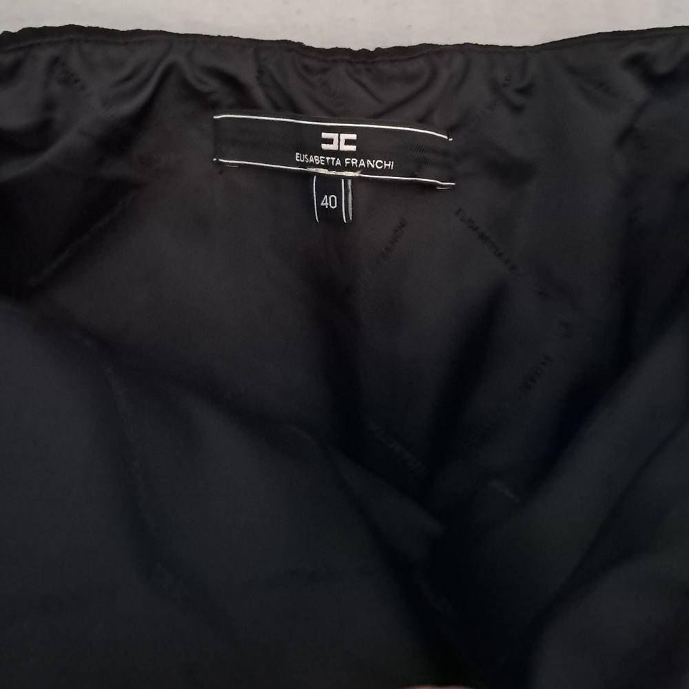 $765 Luxury Elisabetta Franchi Italian Black Strapless Gold Logo Pocket Jumpsuit - Picture 8 of 13